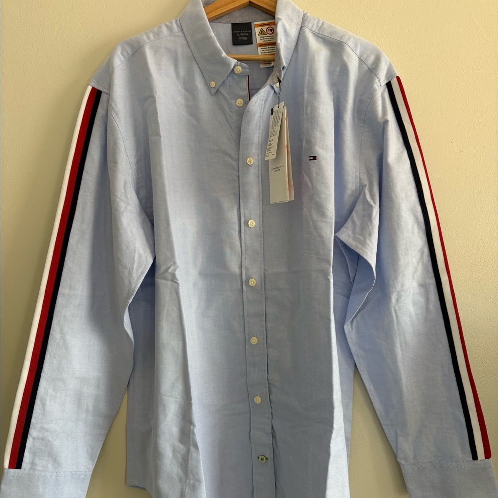 Tommy Hilfiger Light Blue Men's Shirt - Magnetic Buttons